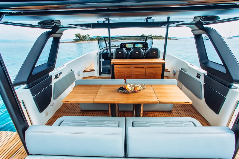 Seating area on Luxury Tender Cranchi A46
