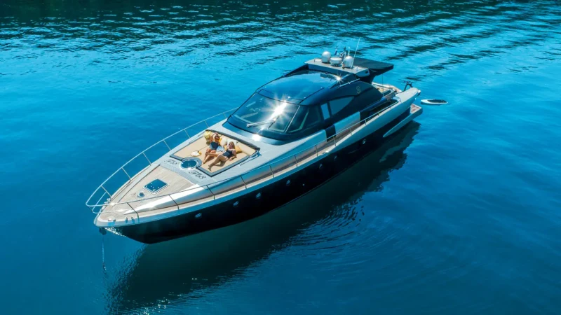 People sunbathing on Fashion 68 Cantiere Navale deck
