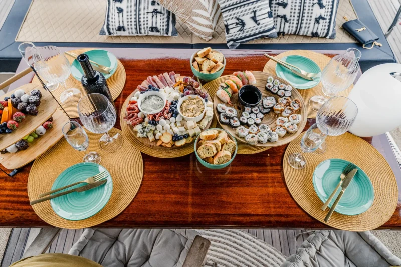 Table full of food on Fashion 68 Cantiere Navale