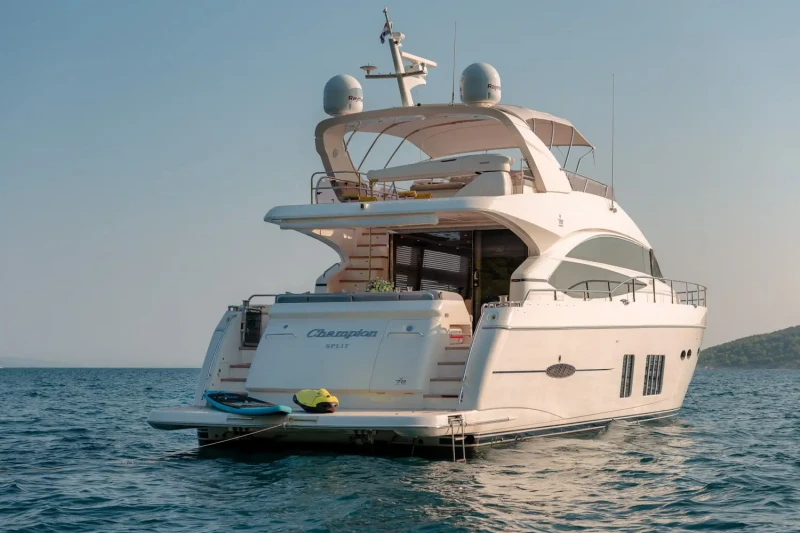 Princess 72 anchored in Adriatic sea