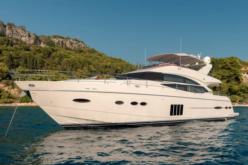 Princess 72 anchored near Dalmatian coast