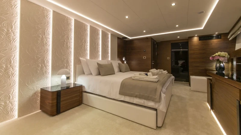 Custom Line Anthea Yacht bedroom, king size bed