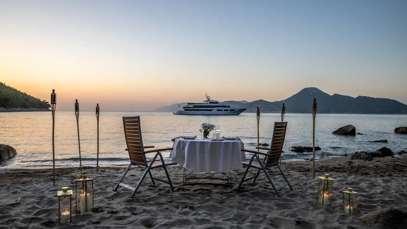 Custom-made Black Swan view from the sandy beach of Brač island
