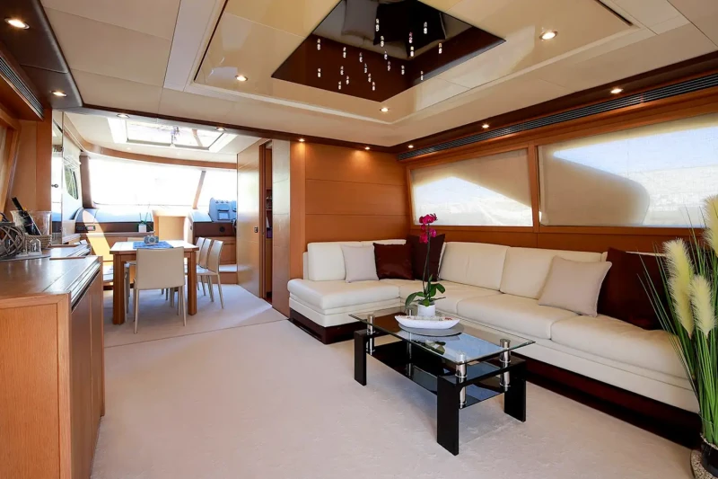 Filippetti Yacht Lukas, interior, living room and dining table