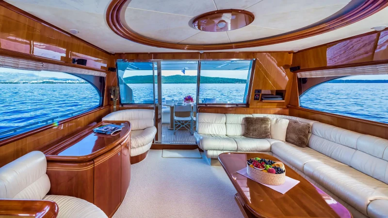 Ferretti Yacht 730 Marino living room area and interior