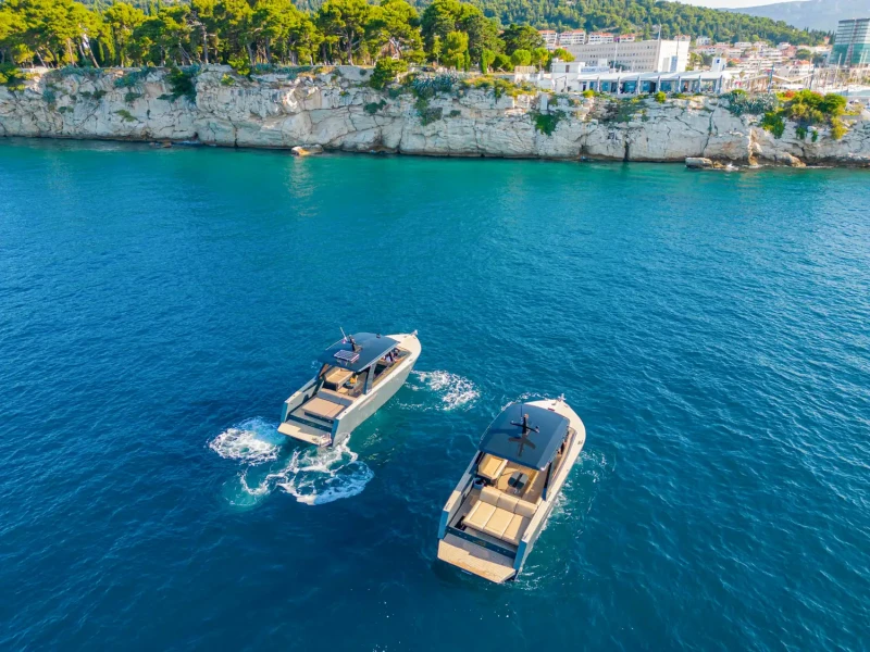 Two Colnago 35 speed boats, anchored near Split city