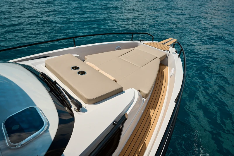 Boat Mode speed boat sun bed and view of Adriatic Sea