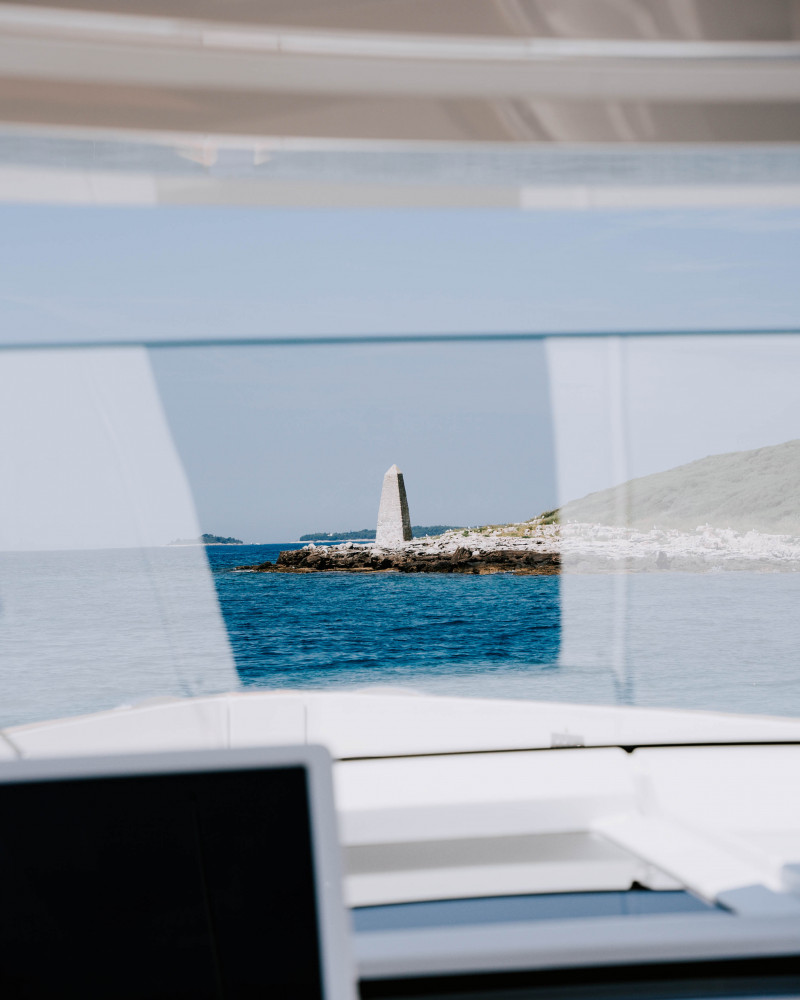 Scenic navigation aboard Fjord 53 XL yacht in Croatia.