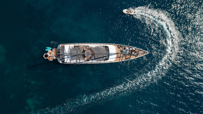 Luxury yacht from above