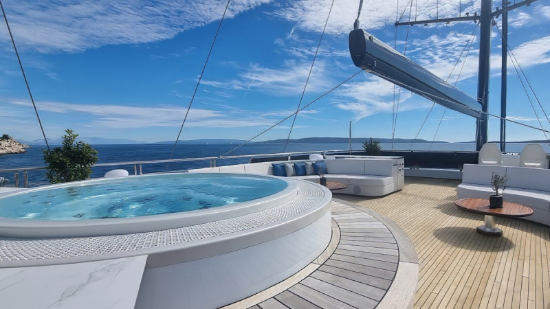 Luxurious Yacht Deck with Jacuzzi